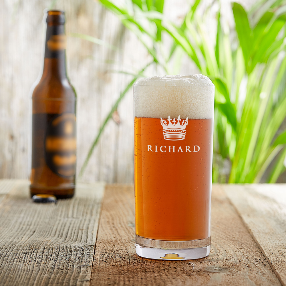 Craft Bier Glas mit Gravur - Große Krone - Personalisiert