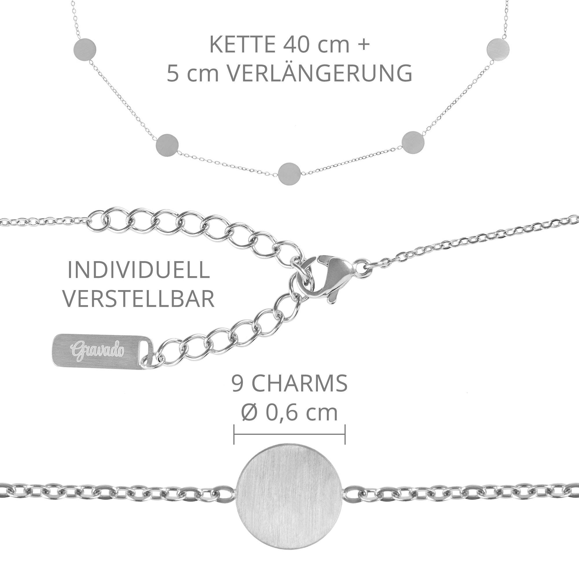 Set - Layering Kette und Halskette mit Anhänger -Initial - Silber