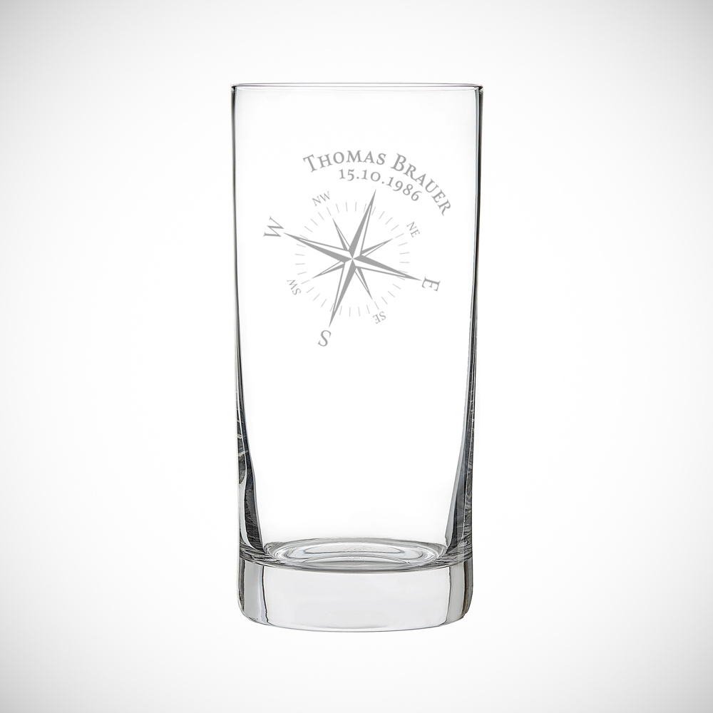 Craft Bier Glas mit Gravur - Kompassrose - Personalisiert