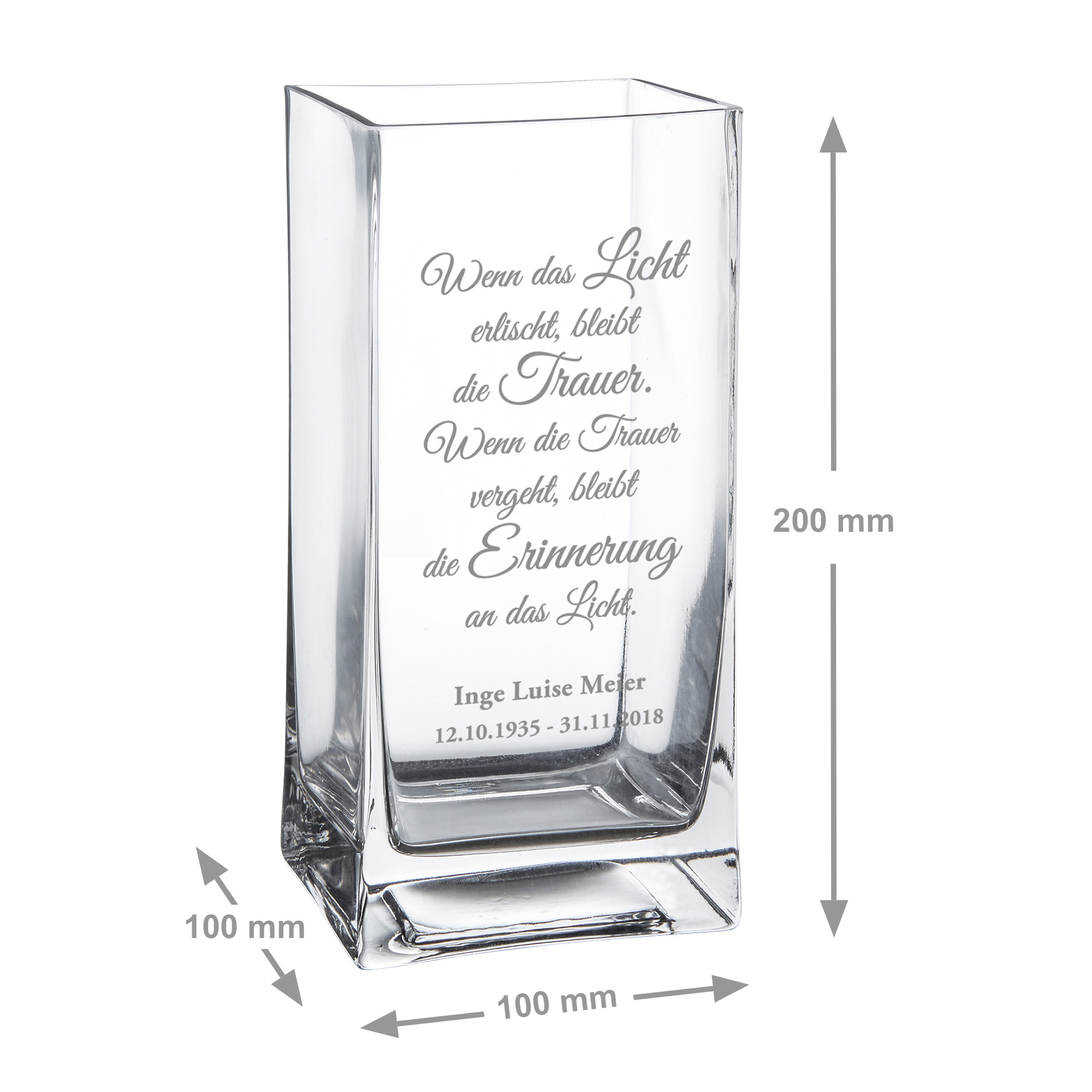 Vase mit Gravur - Trauer - Personalisiert