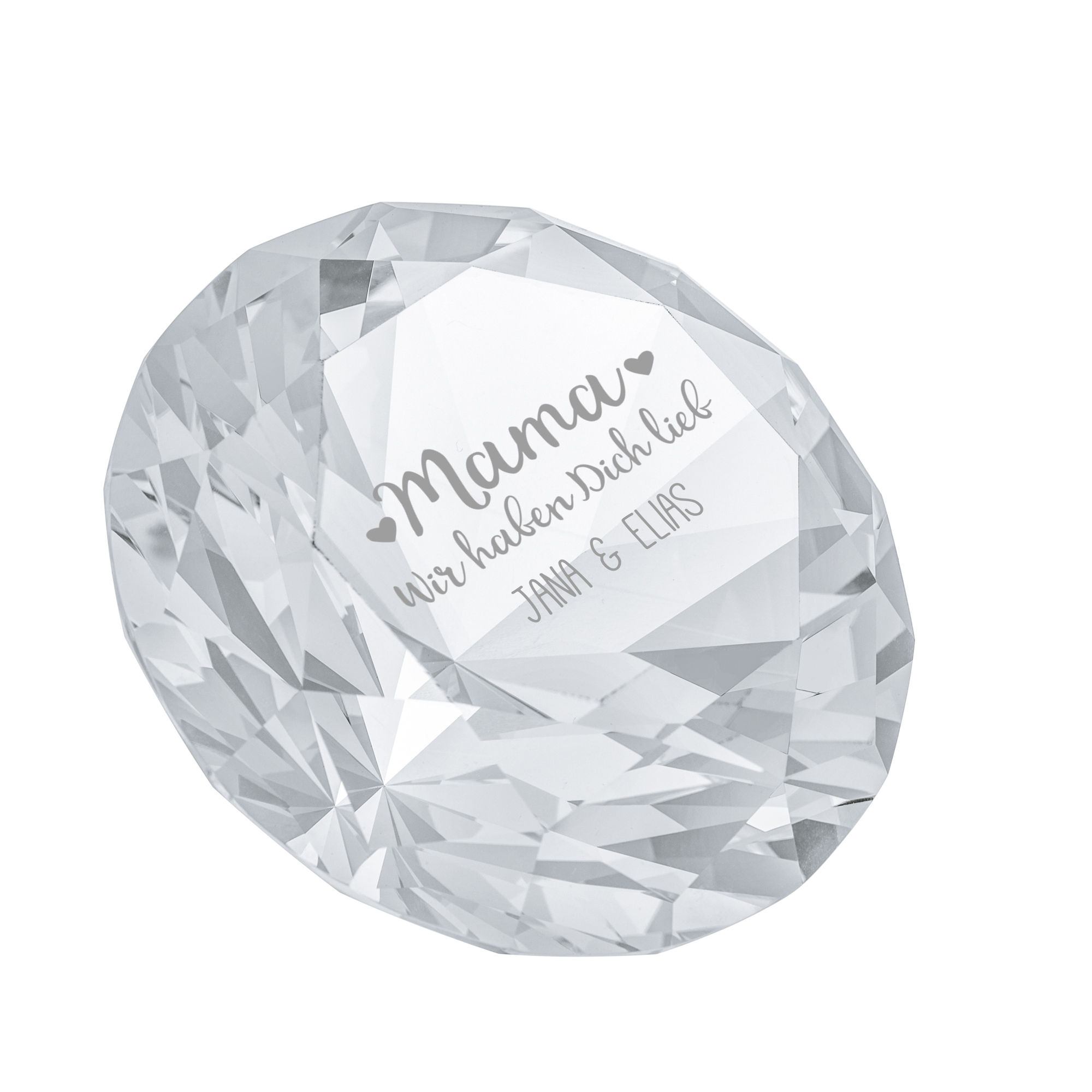 Diamant Kristall mit Gravur - Mama ich habe dich lieb - Personalisiert