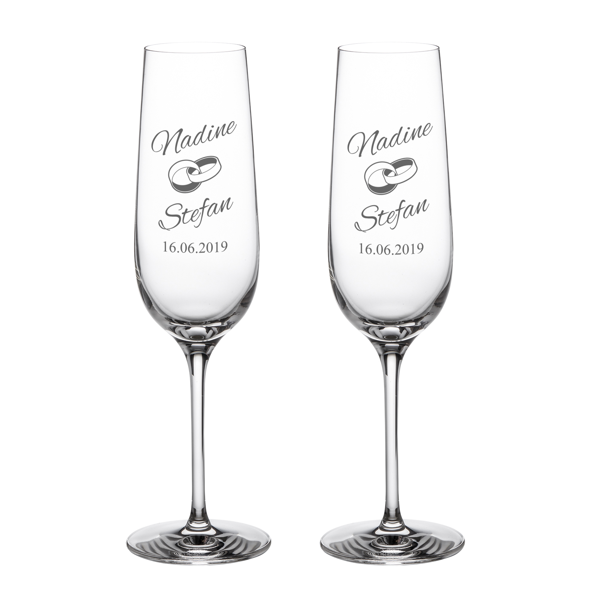 2er Set - Sektglas - Ringe - Personalisiert
