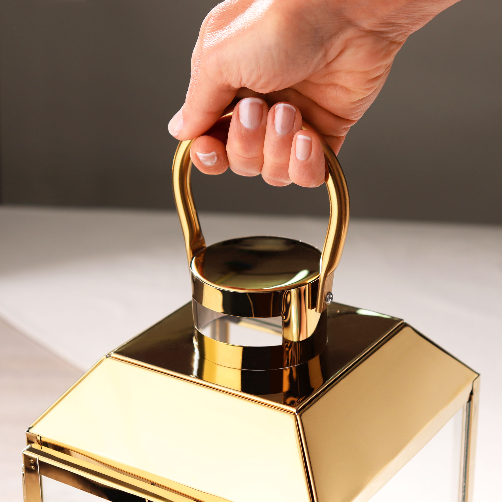 Goldene Laterne aus Edelstahl zur Diamanthochzeit - Personalisiert