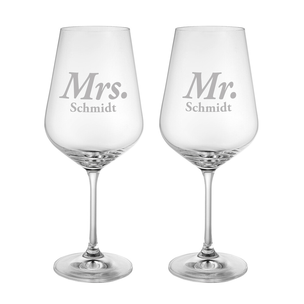 2er Set - Weinglas - Mr & Mrs - Personalisiert