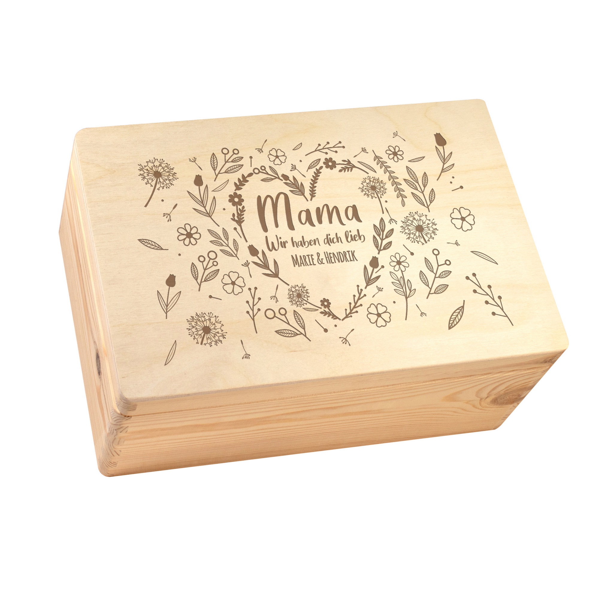 Personalisierte Erinnerungsbox - Blumenherz für Mama