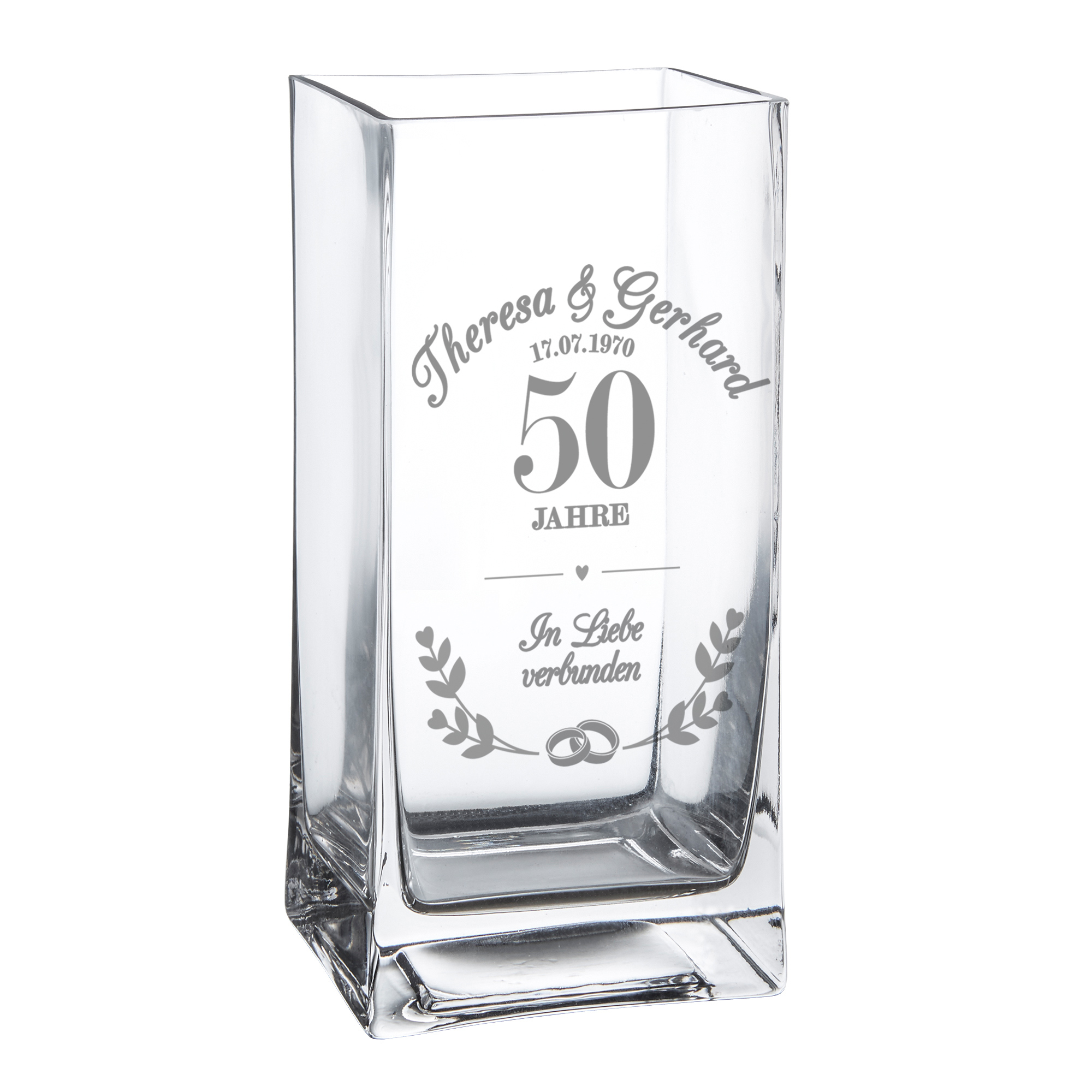 Vase - Eckig - Goldene Hochzeit - Personalisiert