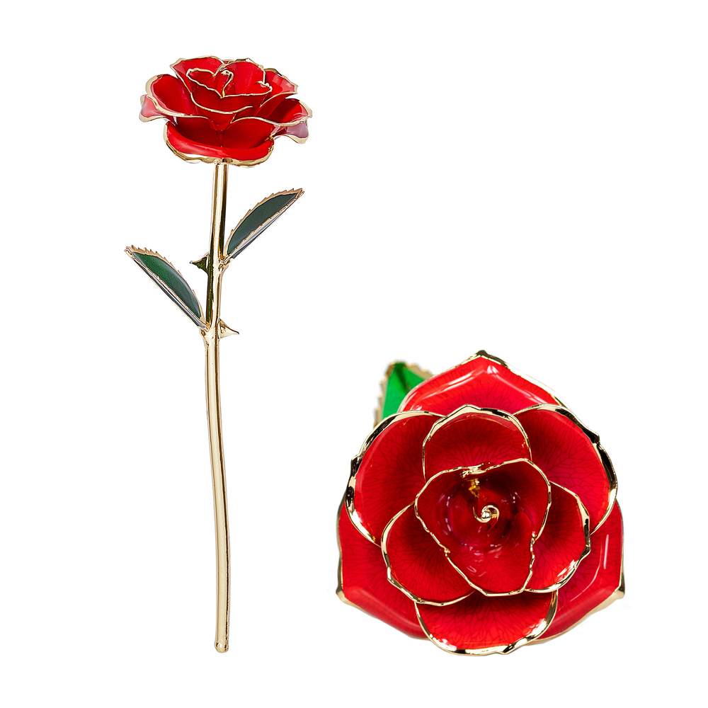 Vergoldete Rose aus Glas mit Gravur - Personalisiert