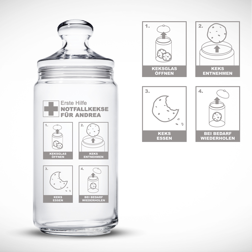 Notfall Keksglas - Personalisiert mit individueller Gravur