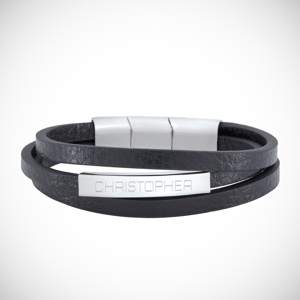 Herrenarmband mit Gravur - Leder Armband mit Name