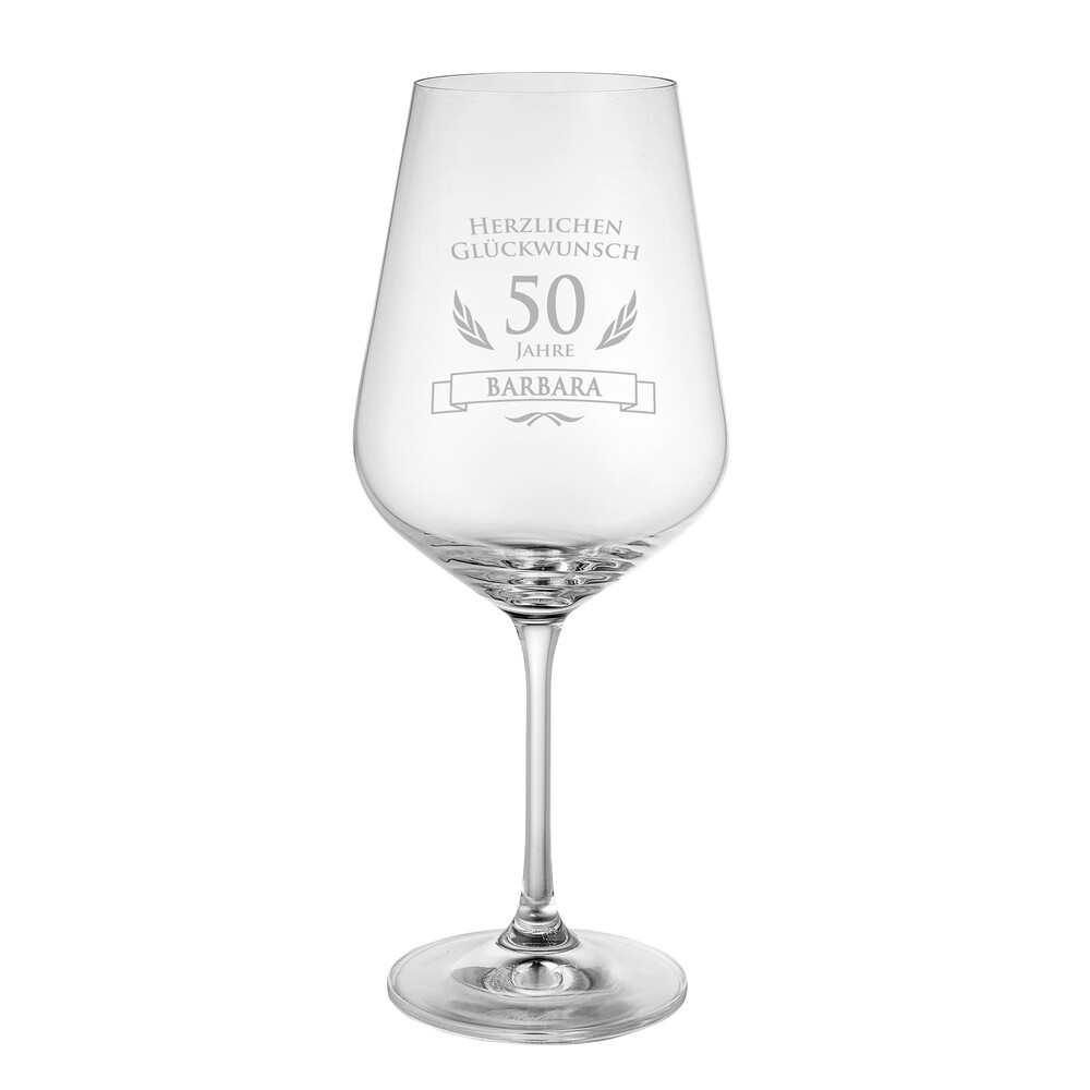 Weinglas zum 50. Geburtstag