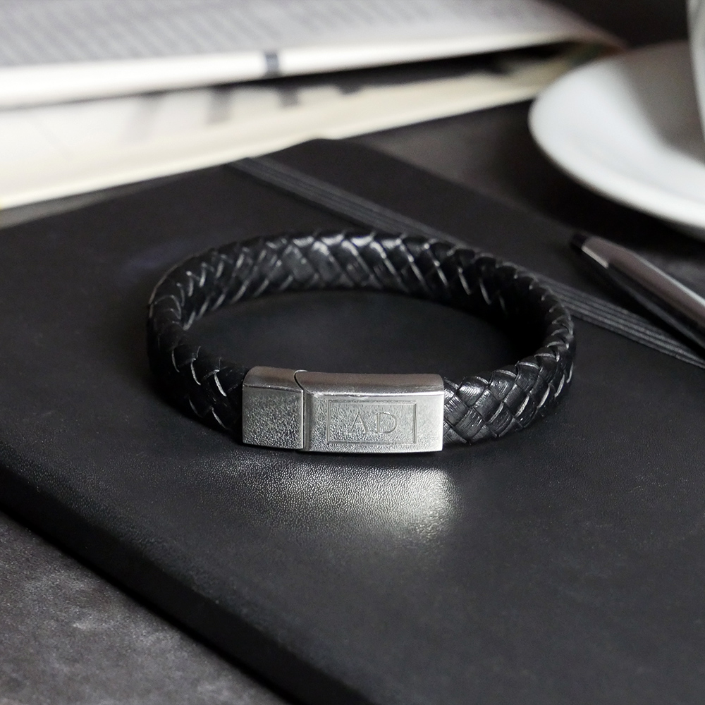 Lederarmband mit Gravur für Herren - Initialen