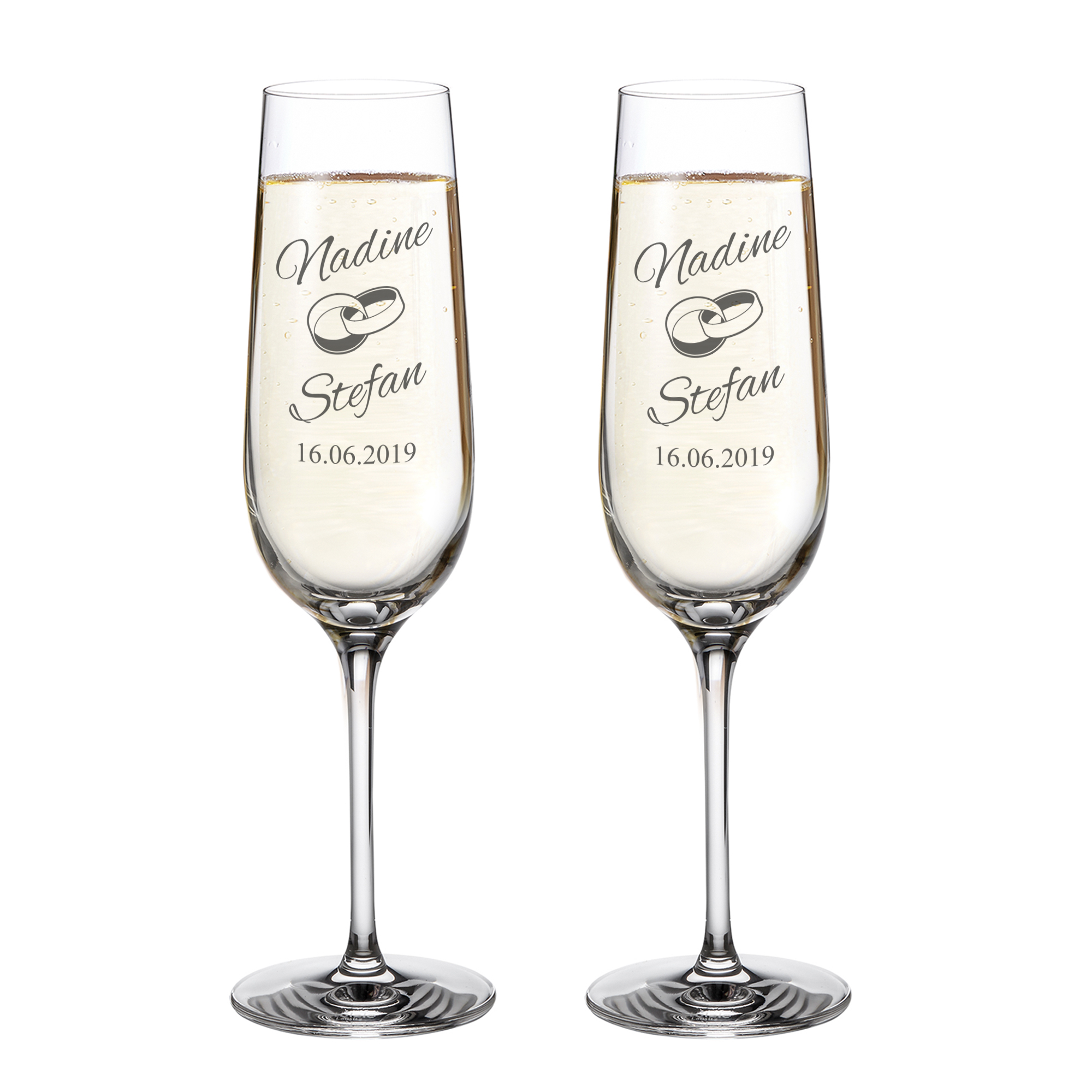 2er Set - Sektglas - Ringe - Personalisiert