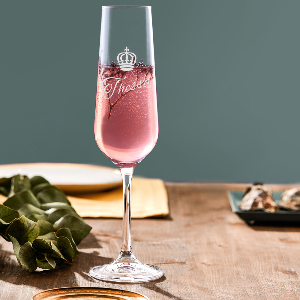 Sektglas mit Gravur Kleine Krone - Personalisiert