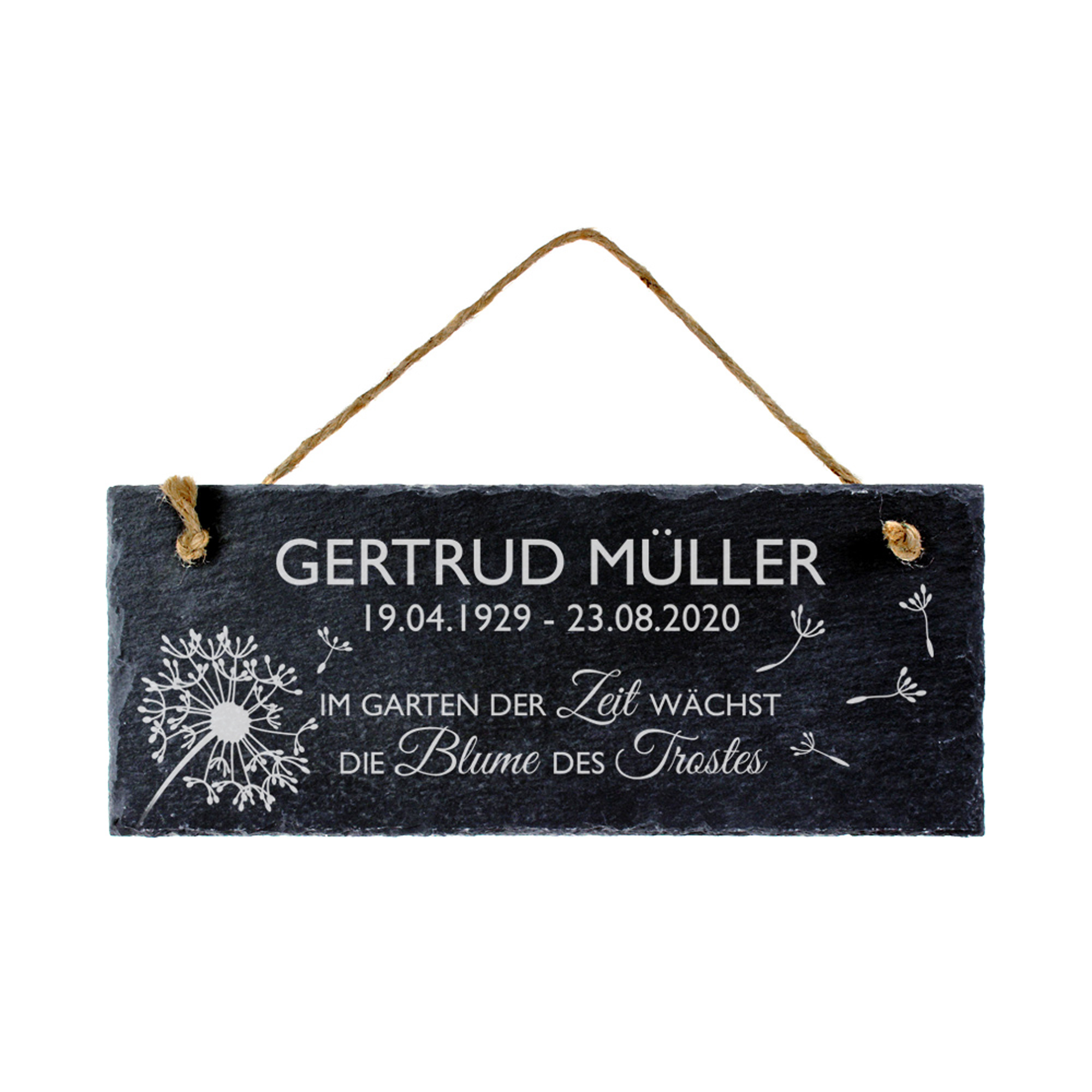 Schiefer - Tafel - Trauer Blume - Personalisiert