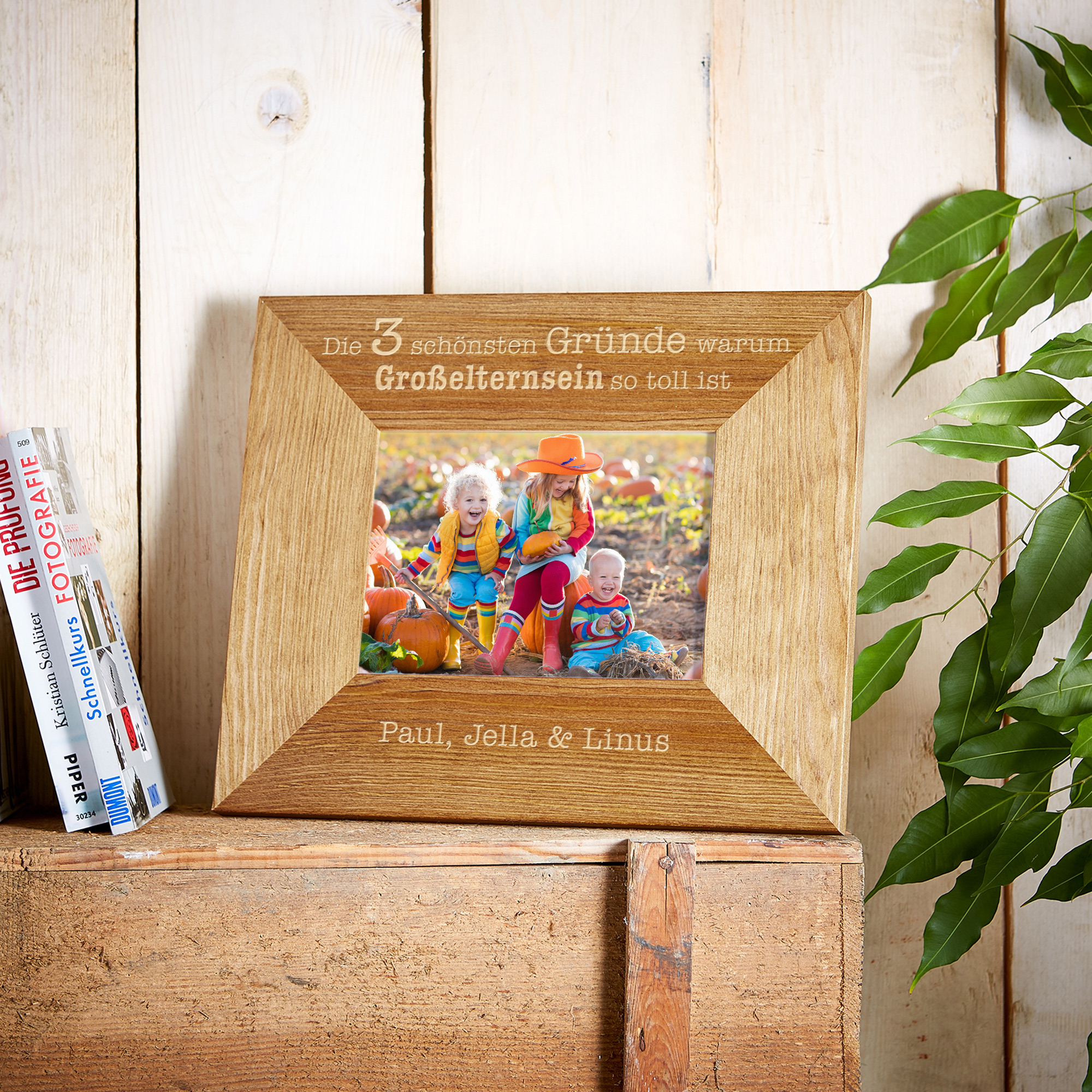 Bilderrahmen aus Holz mit Gravur - Großelternsein - Personalisiert