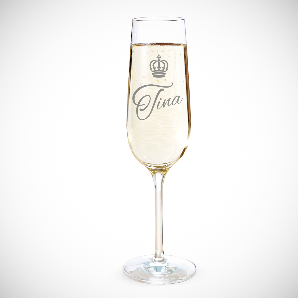Sektglas mit Gravur Kleine Krone - Personalisiert