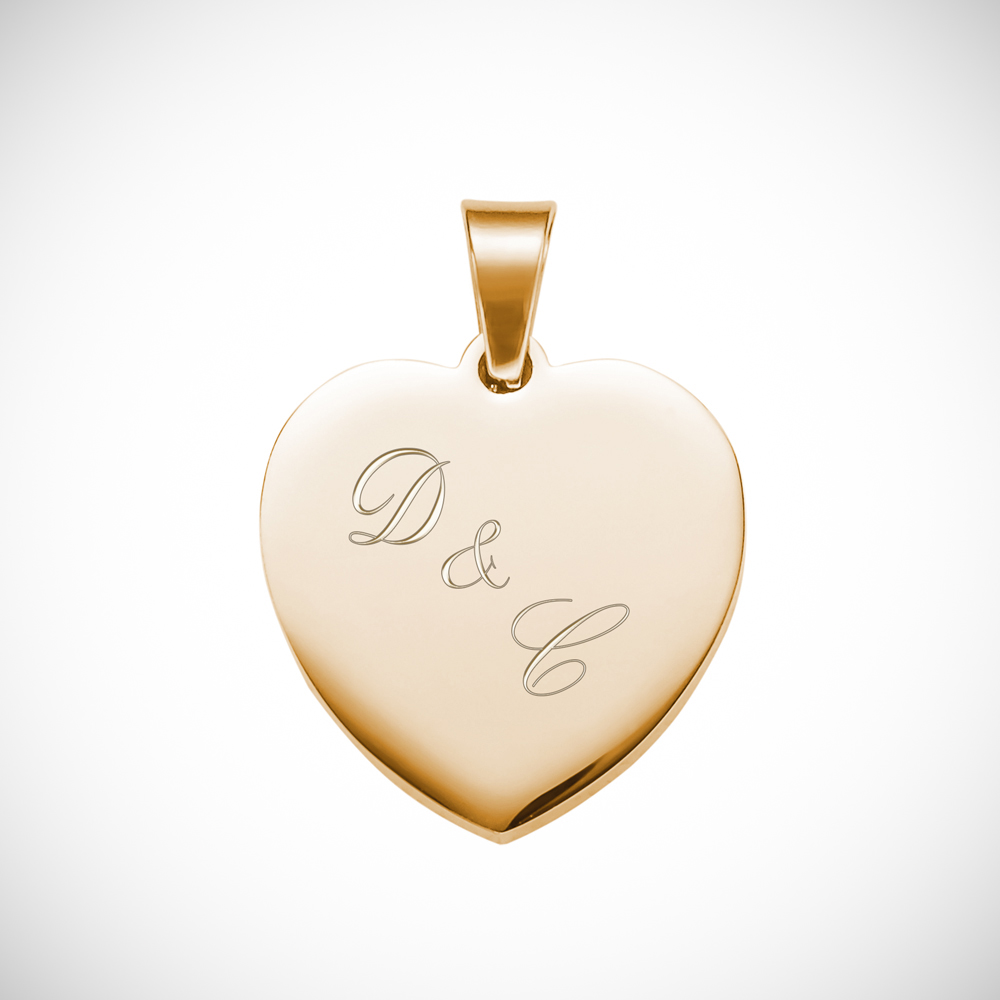 Herz Anhänger Kette mit Gravur - Initialen - Gold - Personalisiert