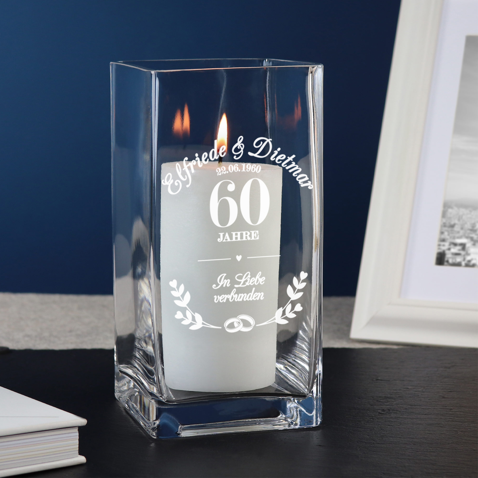 Vase mit Gravur Diamanthochzeit - Personalisiert