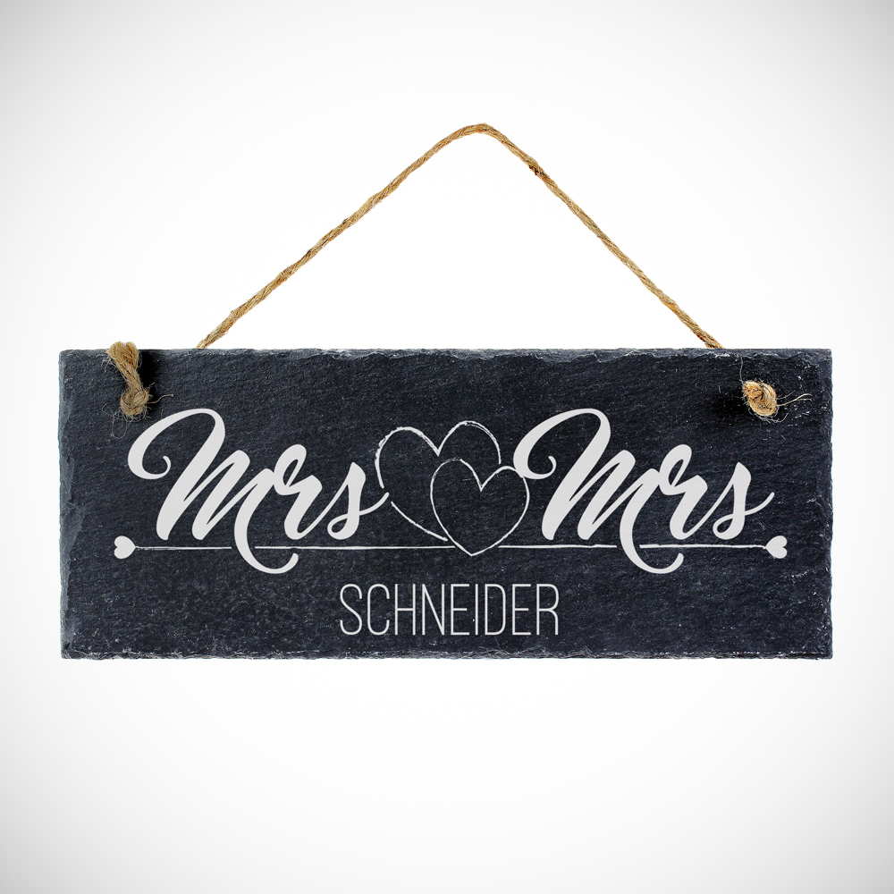 Schiefertafel mit Gravur Mr Mrs - Schieferplatte - Personalisiert