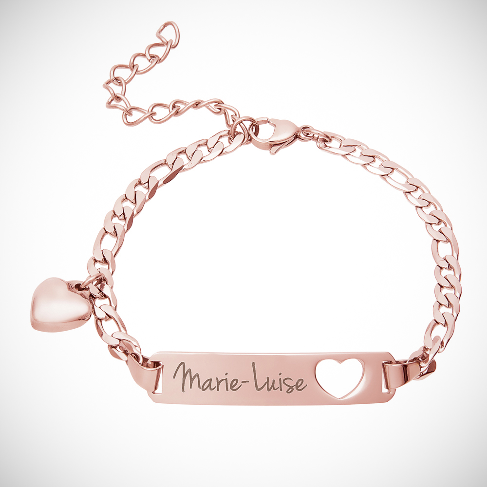 Armband mit Gravur - Name Herz - Roségold - Personalisiert