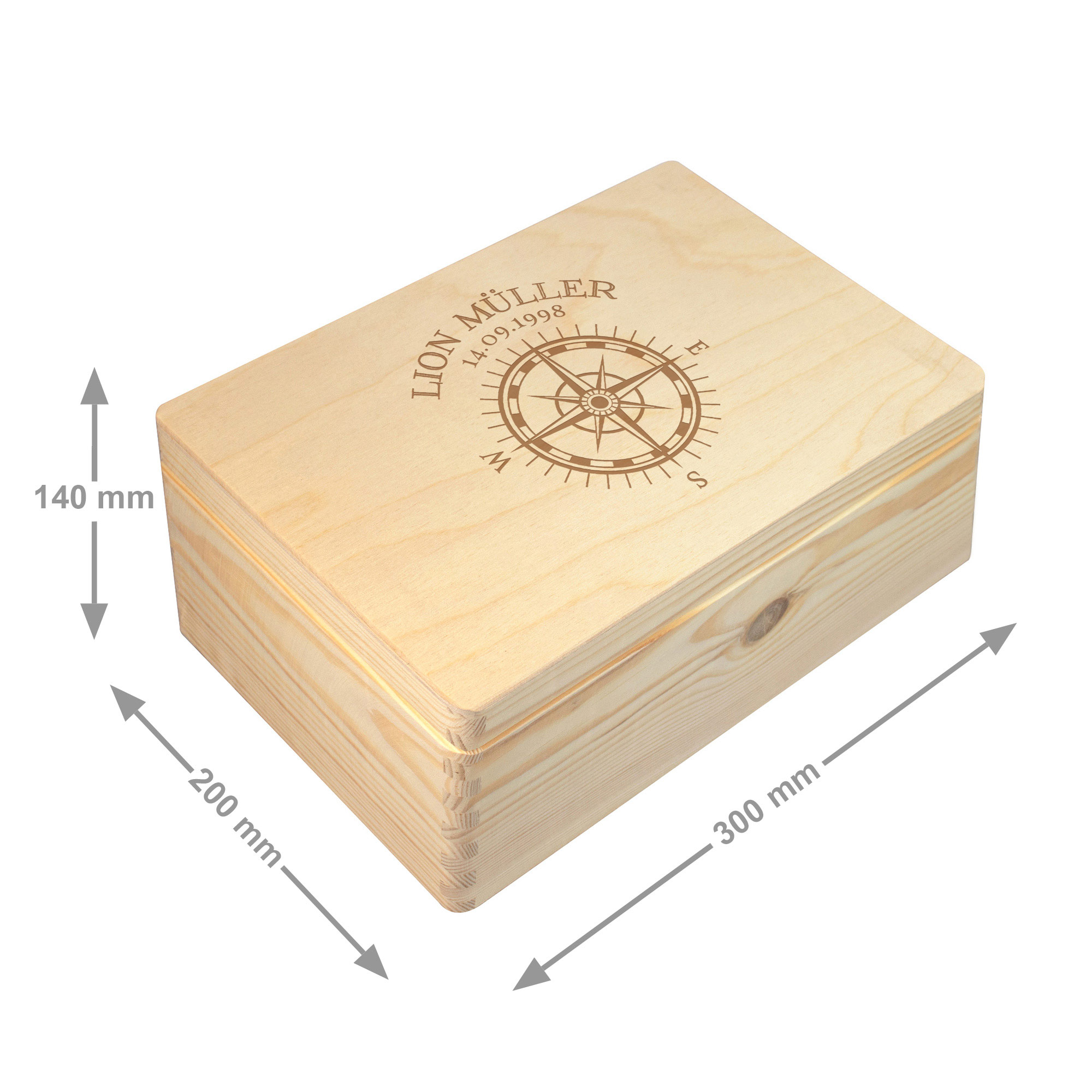 Erinnerungsbox mit Gravur - Kompass - Personalisiert