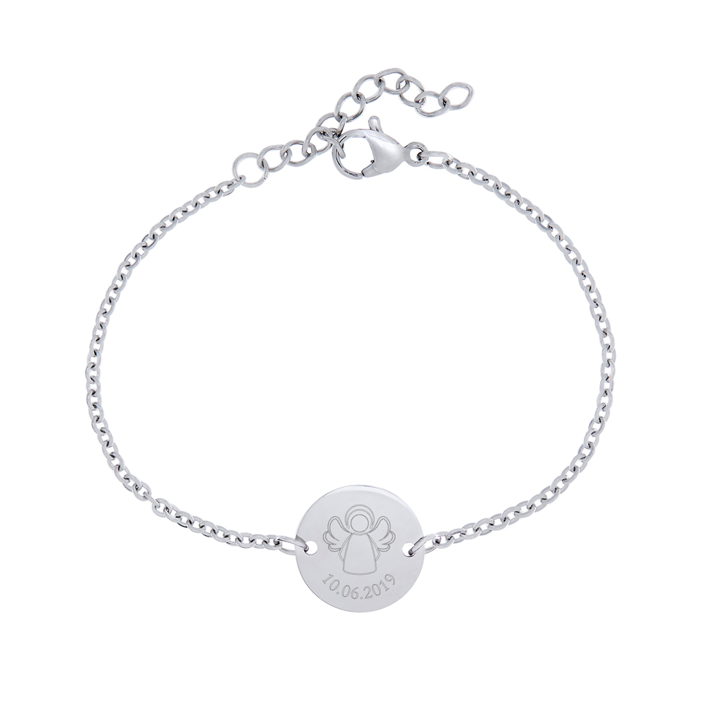 Armkettchen mit Gravur - Schutzengel - Silber - Personalisiert