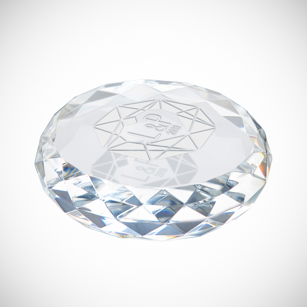 Kristall mit Gravur - Diamant und Initialen - Personalisiert