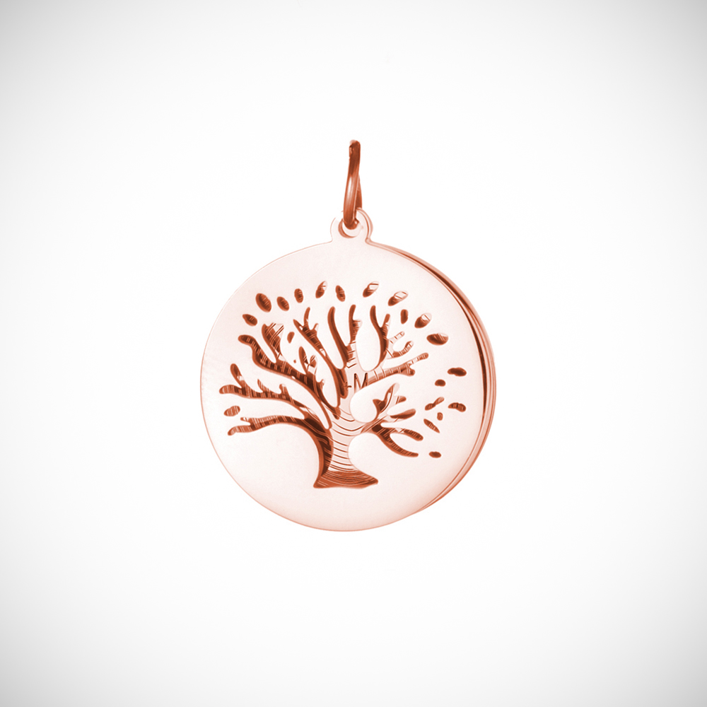 Halskette mit Gravur - Baum und Jahresringe - Roségold - Personalisiert