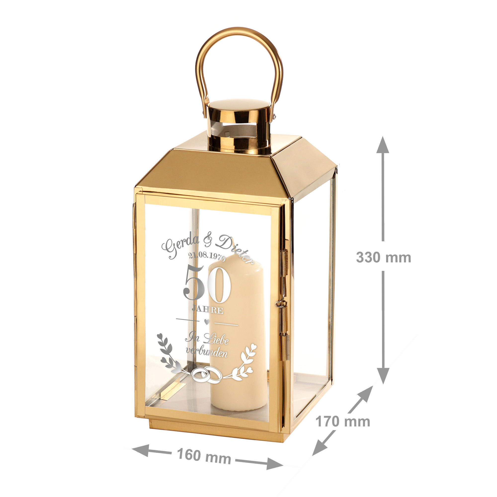 Laterne - Gold - Goldene Hochzeit - Personalisiert