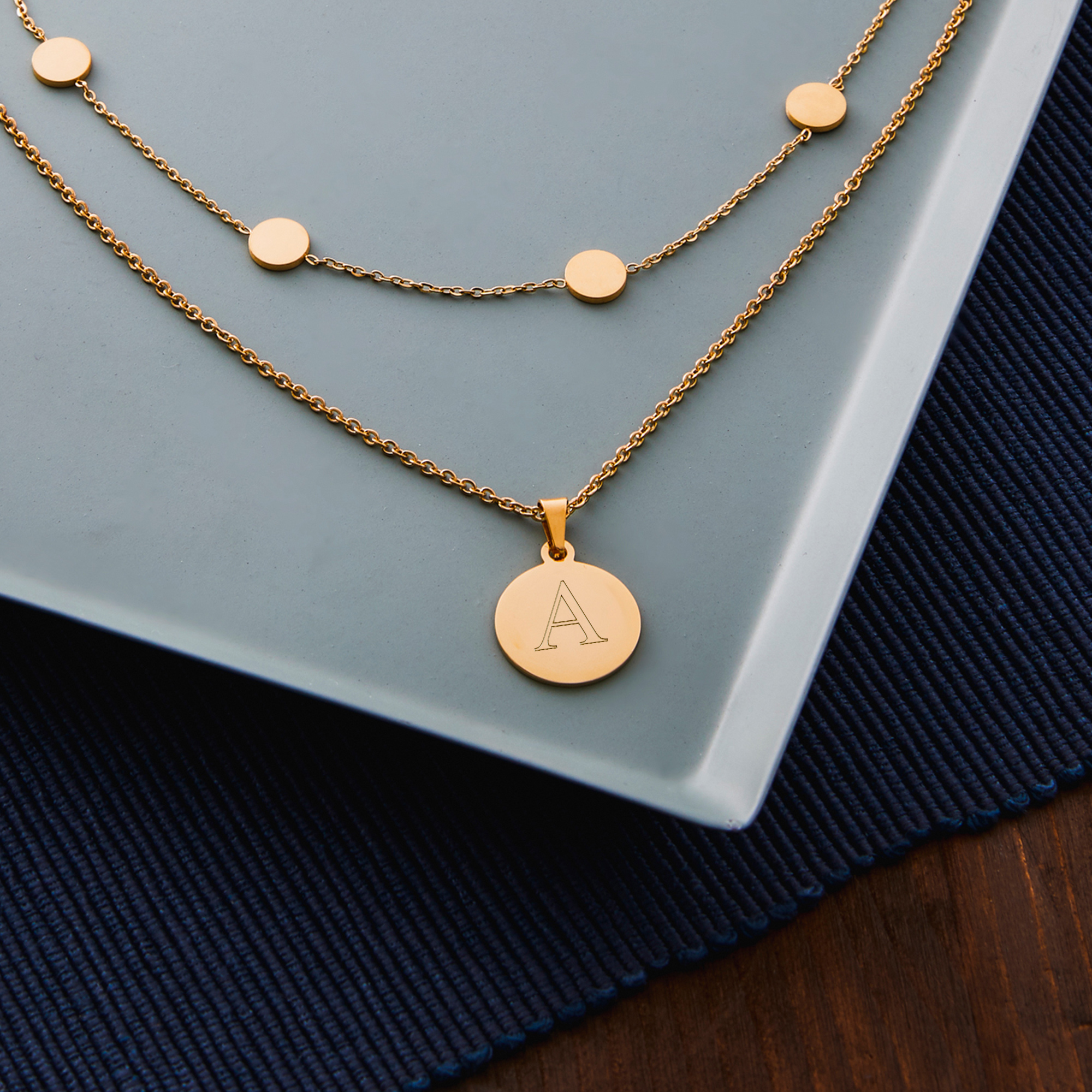 Bundle - Layering Kette - Kette Kreis S - Gold - Initial - Personalisiert