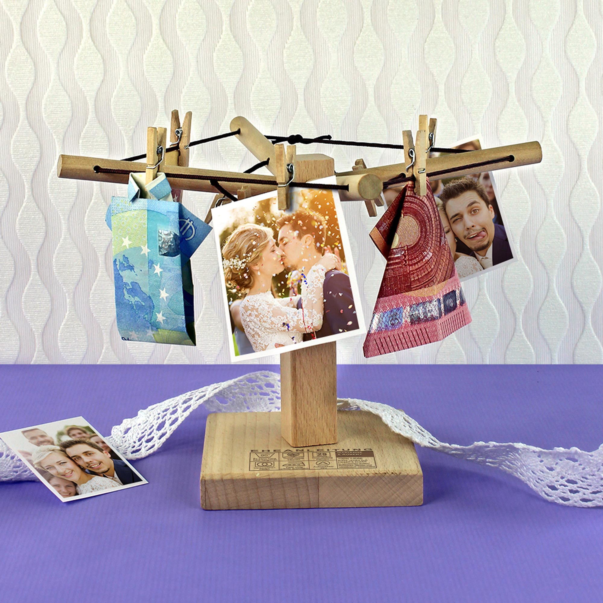 Geld Wäschespinne zur Hochzeit - Eheanleitung - Personalisiert