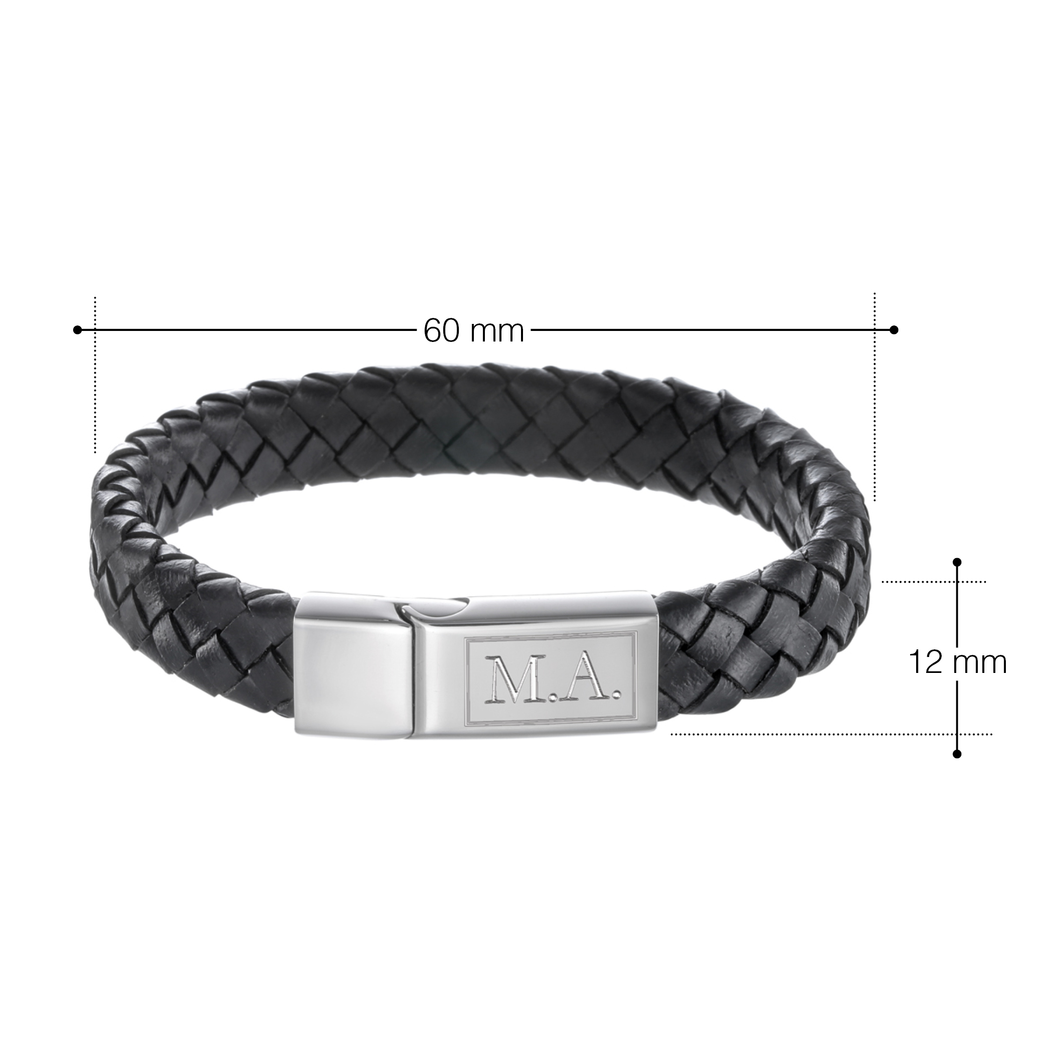 Lederarmband mit Gravur für Herren - Initialen