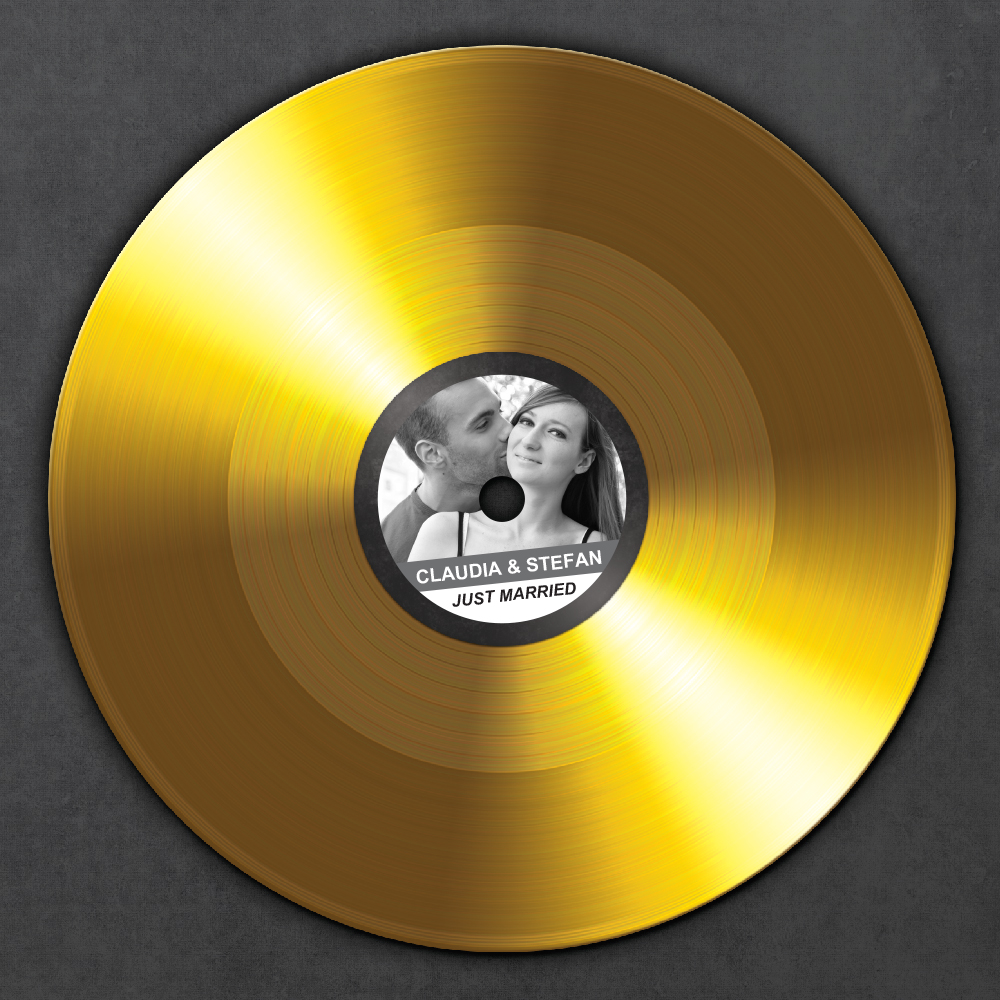 Rahmen - Mittel - Goldene Schallplatte - Hochzeit - Personalisiert