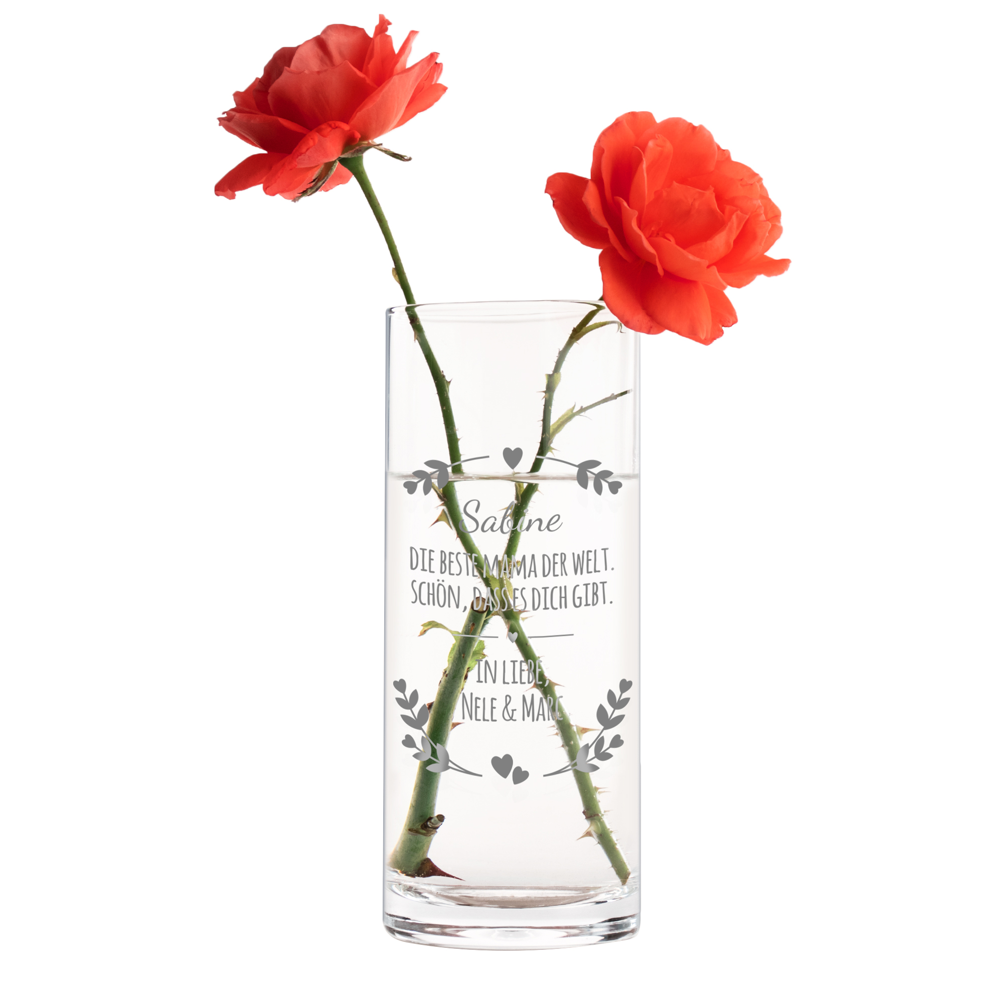 Vase - Rund - Beste Mama - Personalisiert