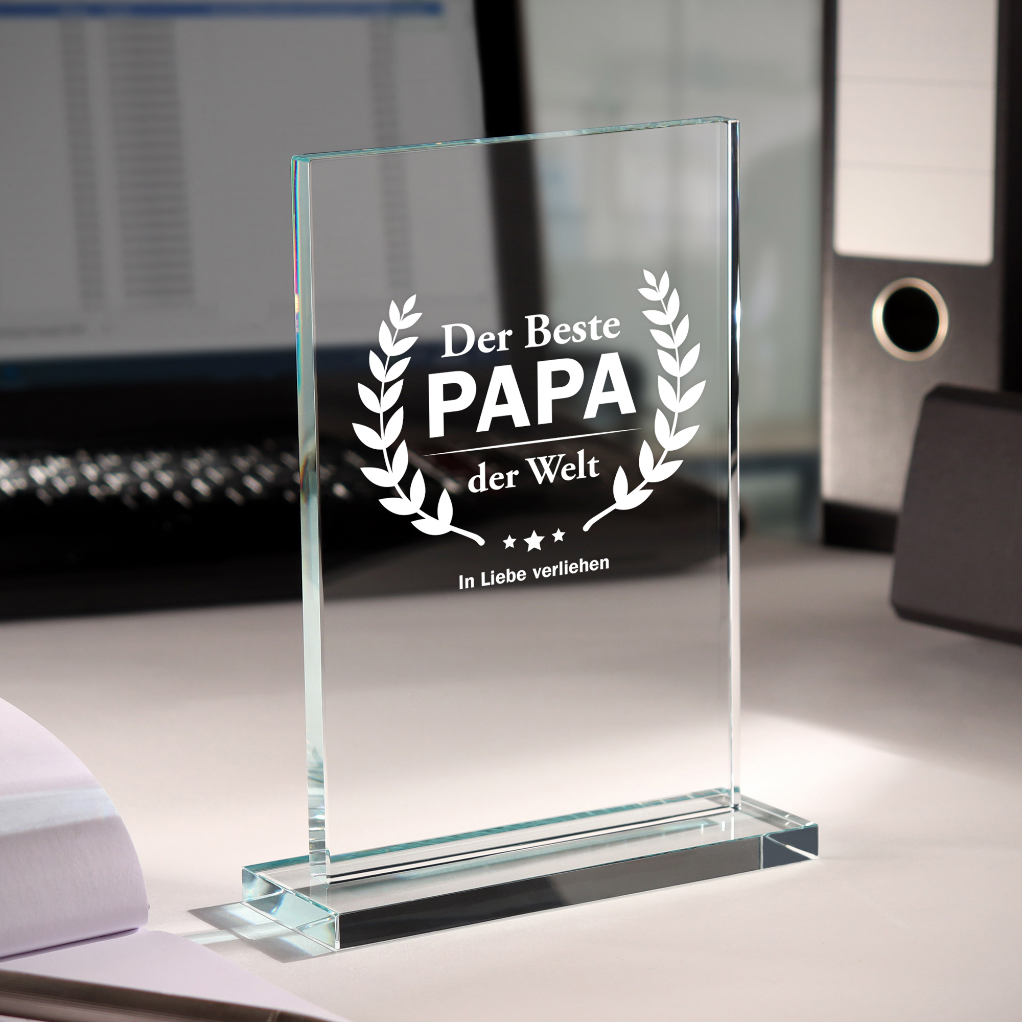  Pokal aus Glas - Bester Papa der Welt