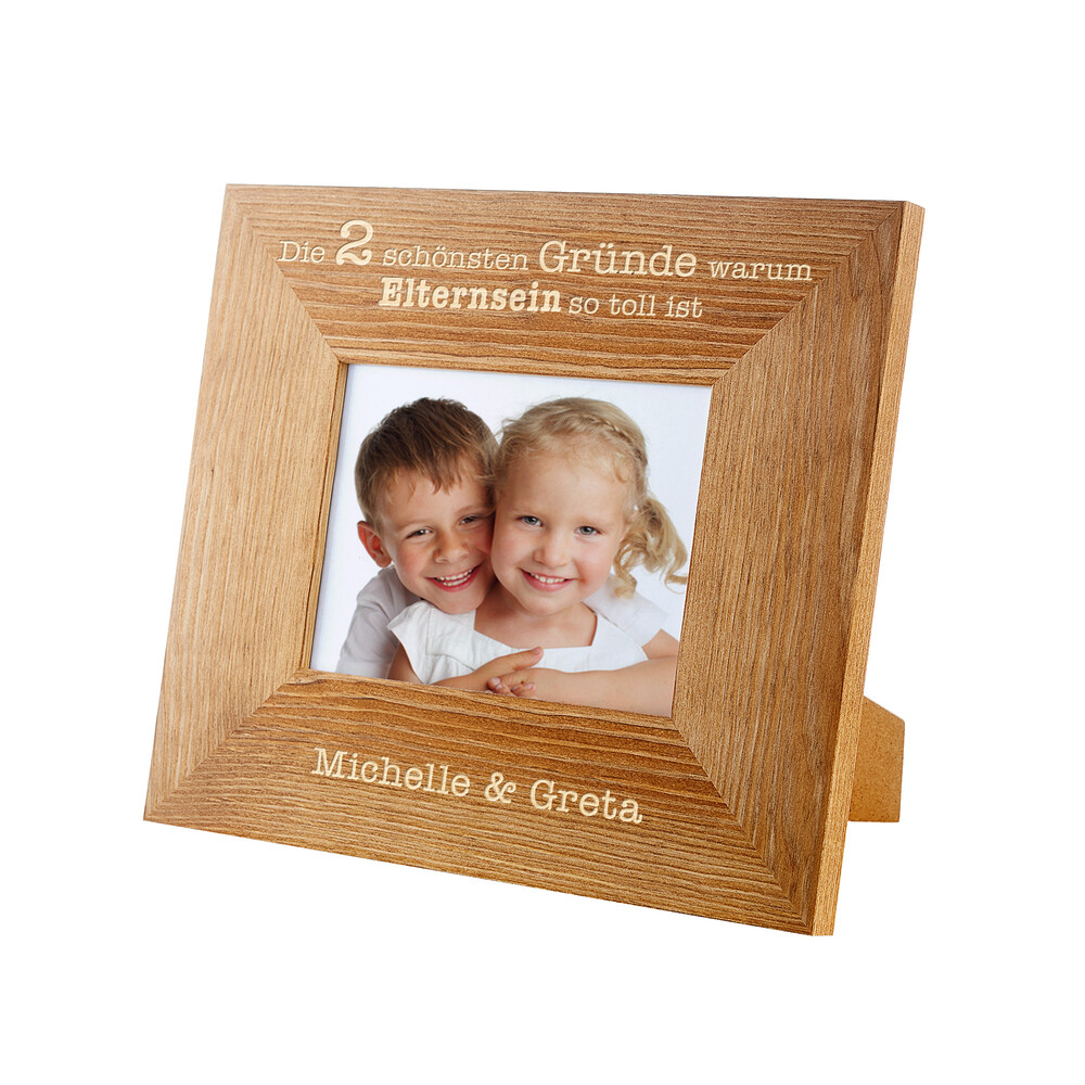 Bilderrahmen aus Holz mit Gravur - Elternsein - Personalisiert