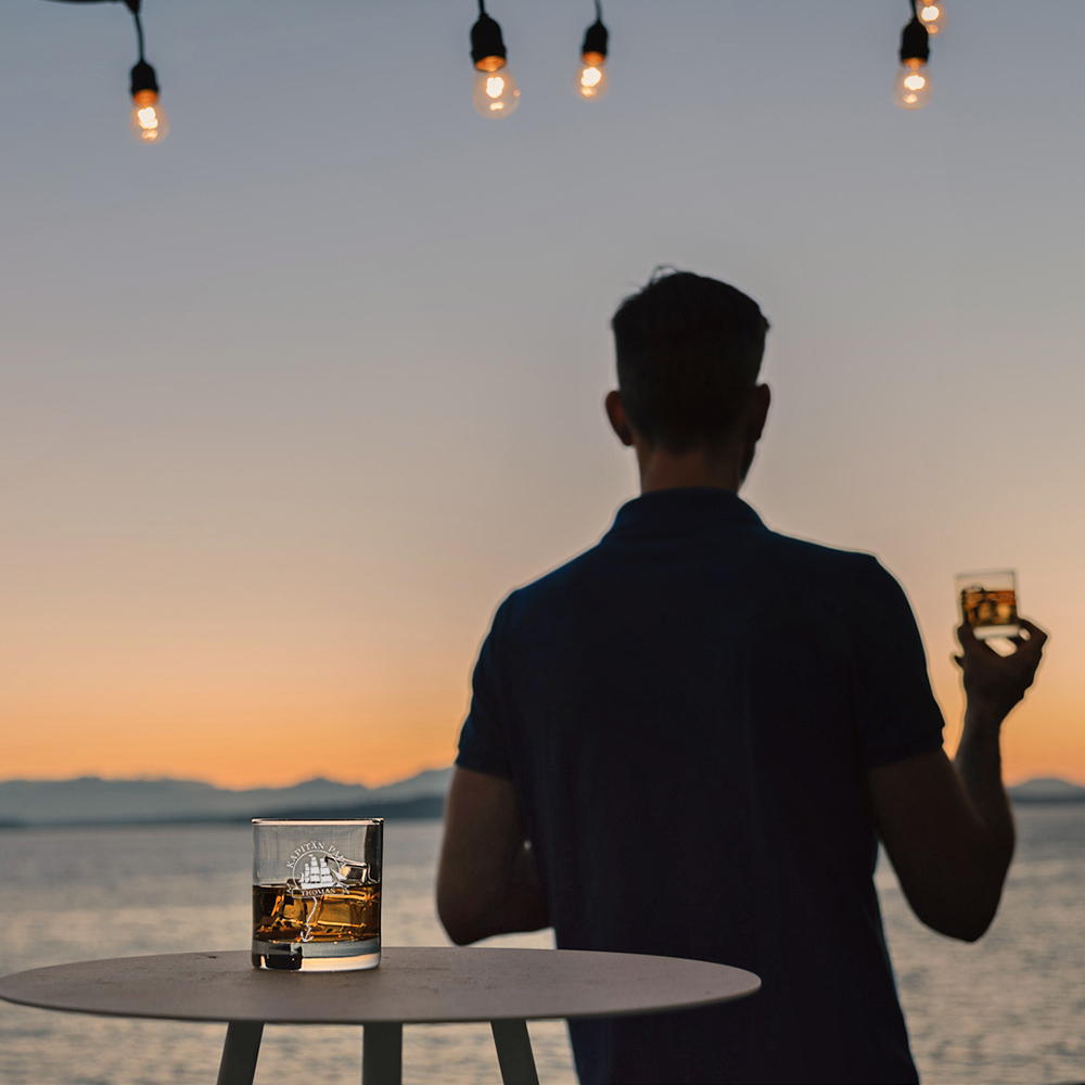 Rumglas mit Gravur für Vater - Kapitän - Personalisiert