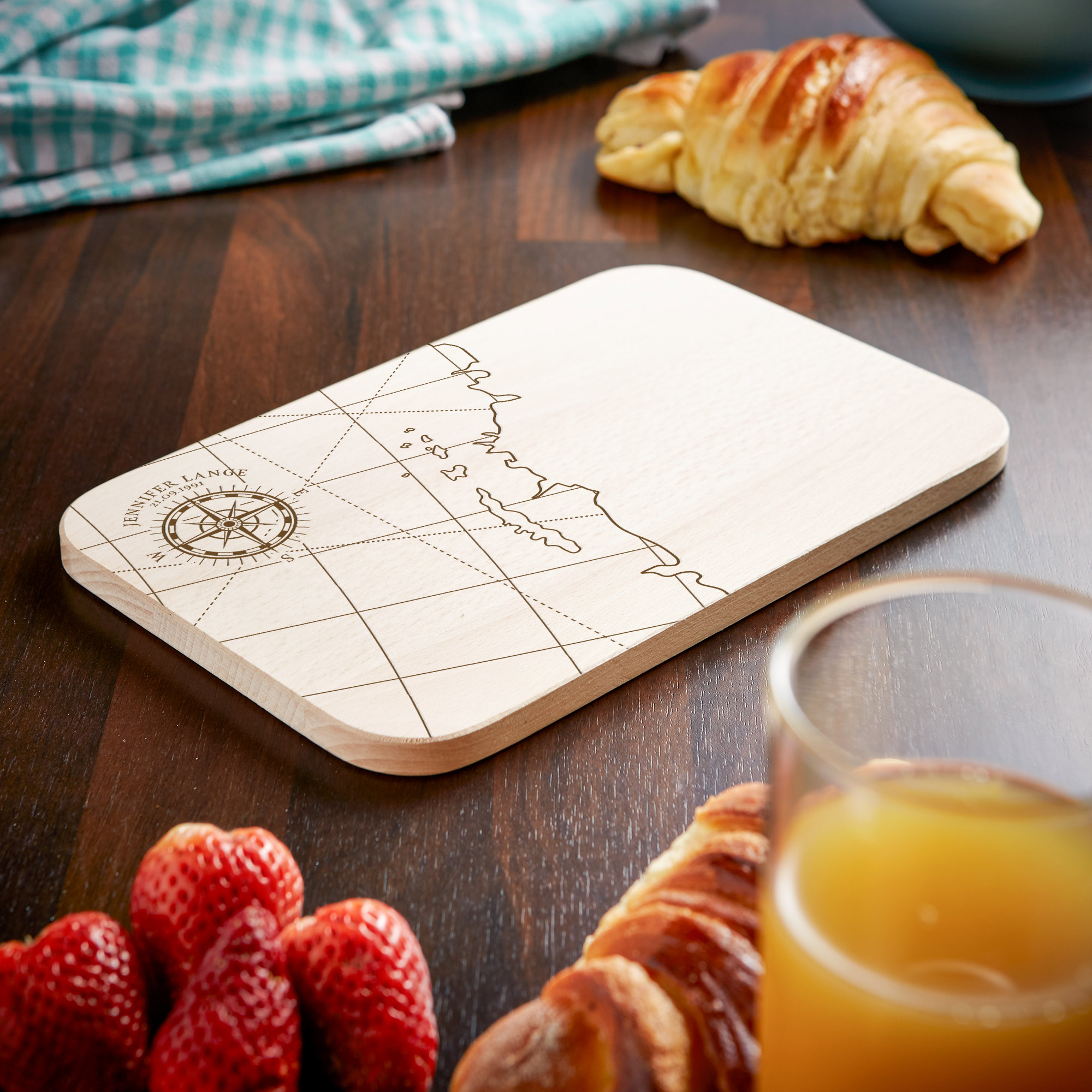 Frühstücksbrett - Kompass - Personalisiert