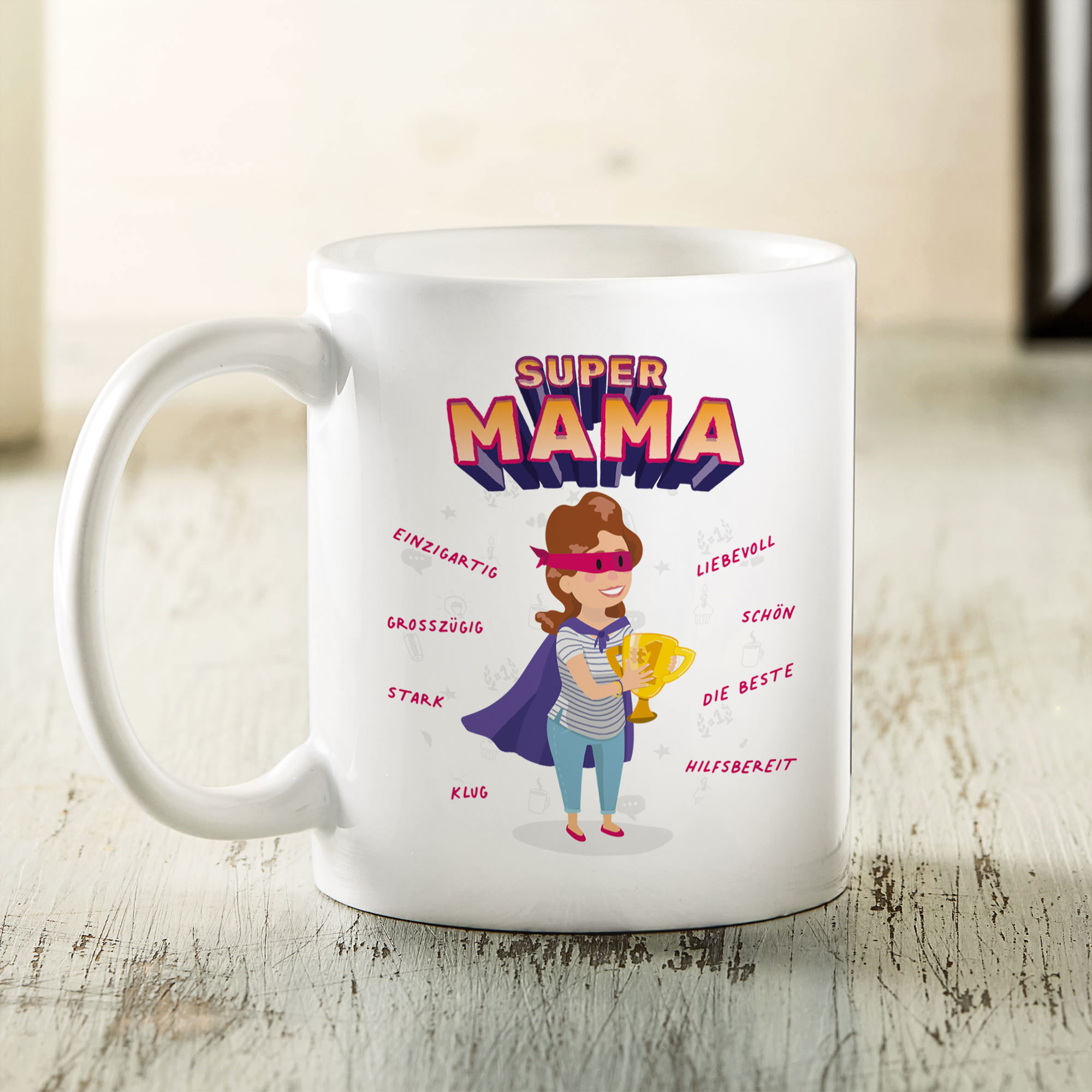 Tasse - Weiß - Super Mama - Standard