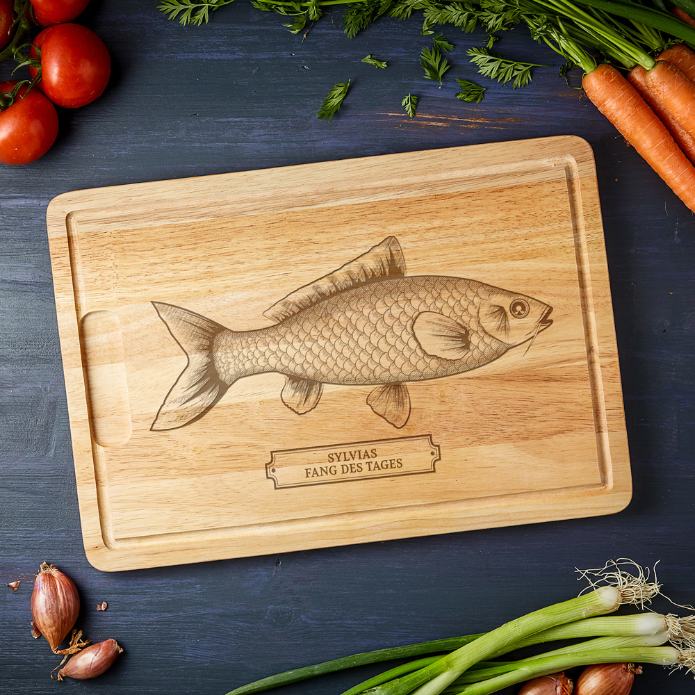 Grillbrett mit Gravur Schneidebrett Fisch Personalisiert  - Onlineshop Gravado