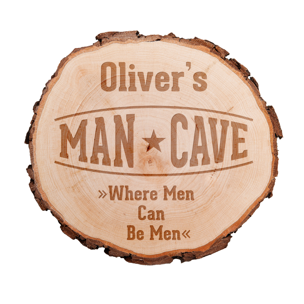 Baumscheibe mit Gravur für Männer - Man Cave