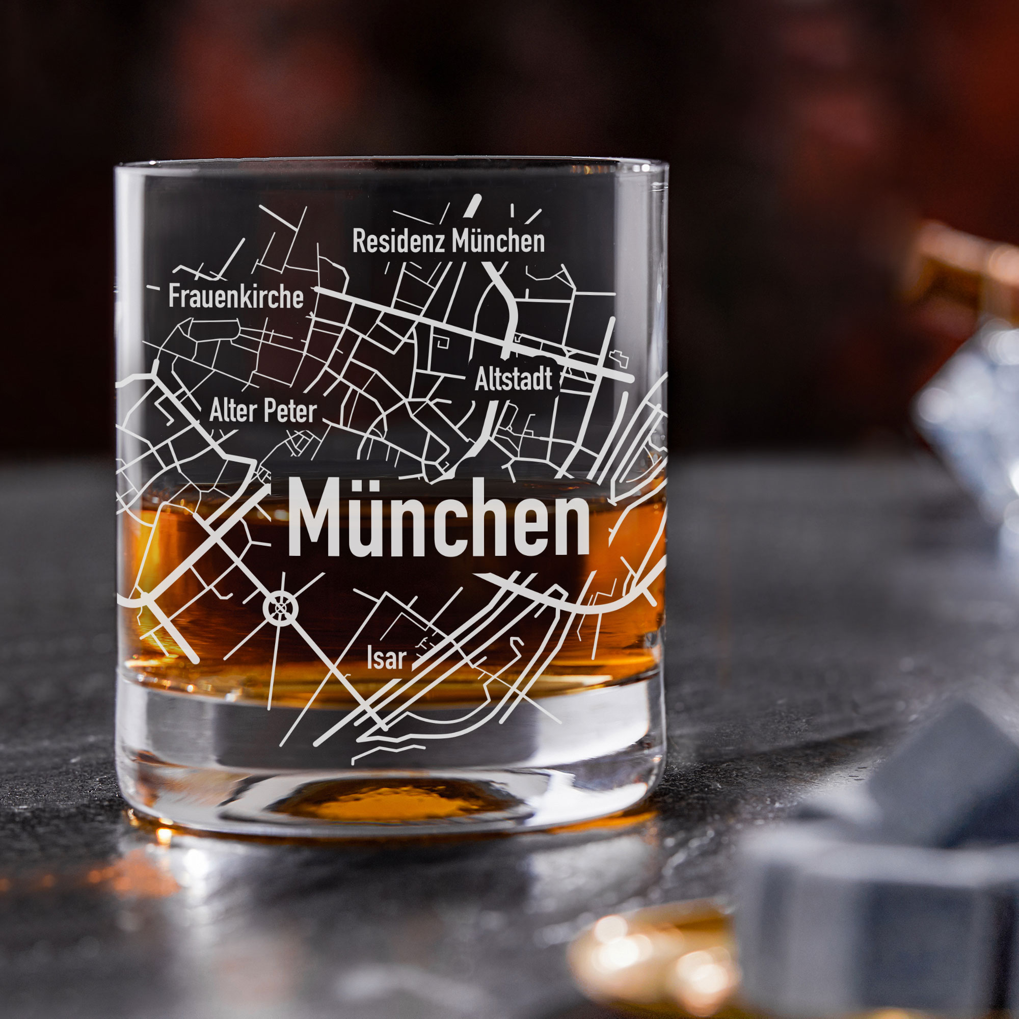 Whiskyglas - Stadtplan - München - Standard