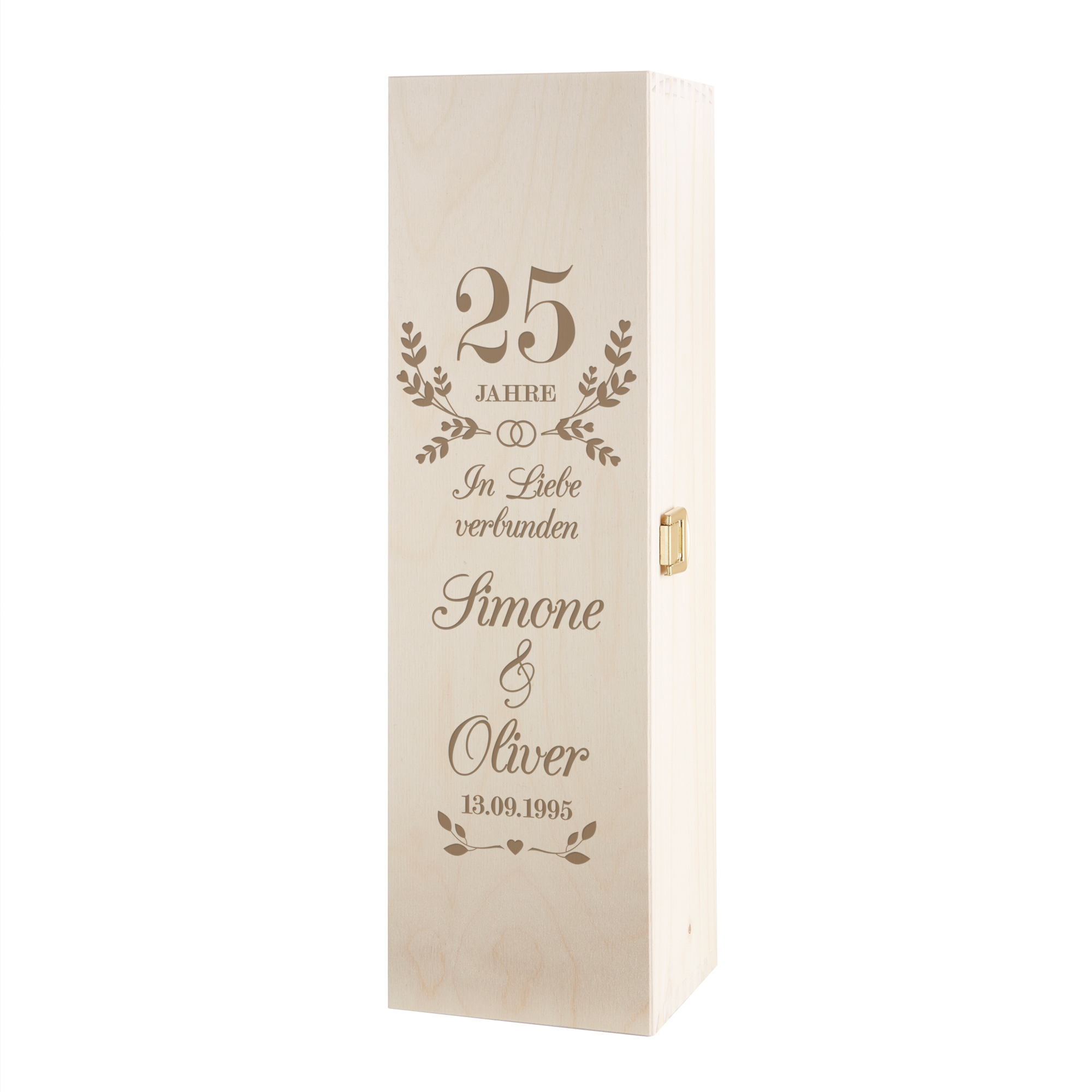 Gravierte Weinkiste zur Silberhochzeit - Personalisiert