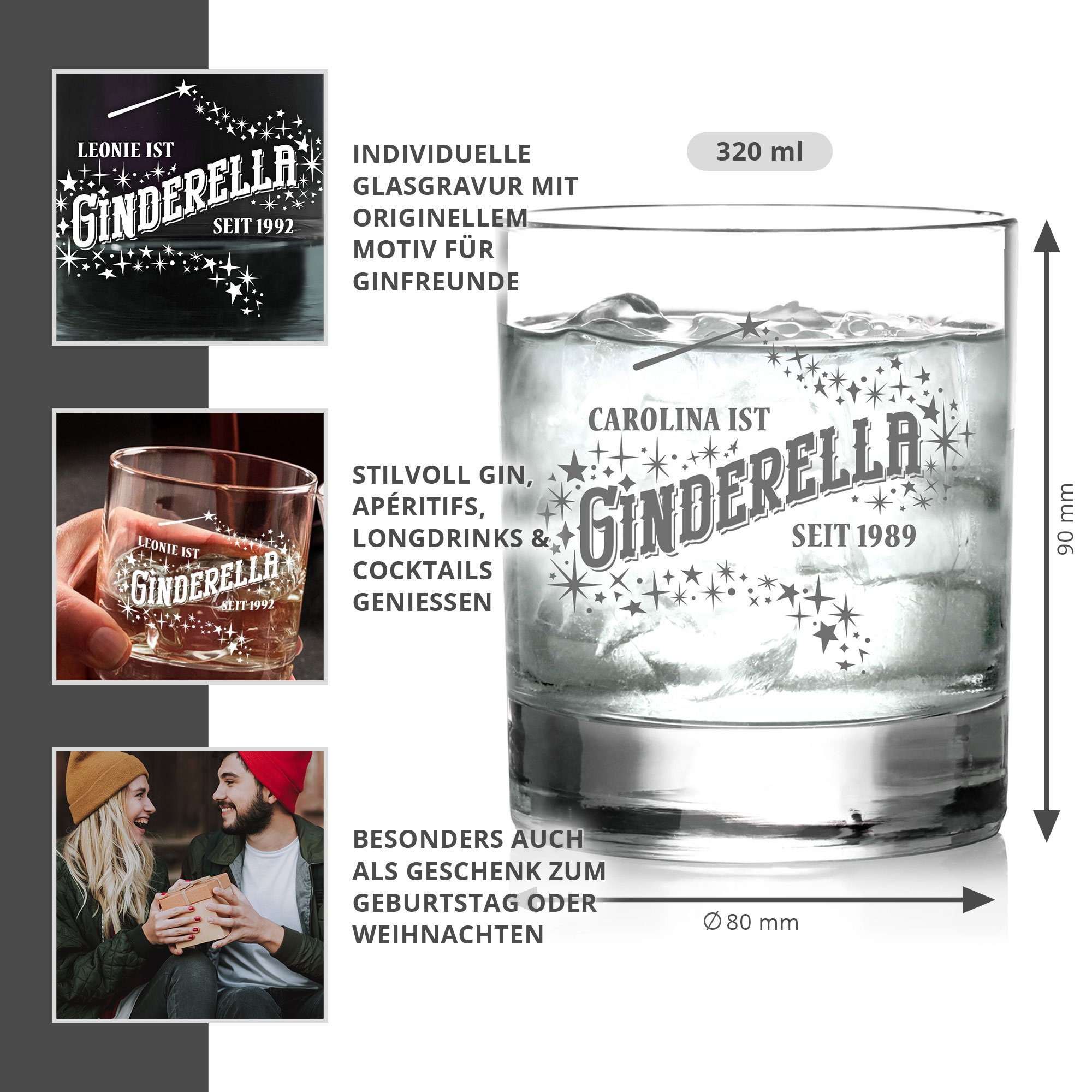 Whiskyglas - Ginderella - Personalisiert