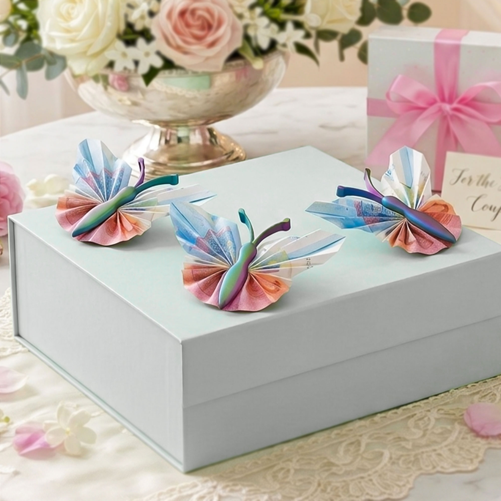 Geldgeschenk Schmetterling Farbverlauf – 3er Set Geschenkverpackung für Geld
