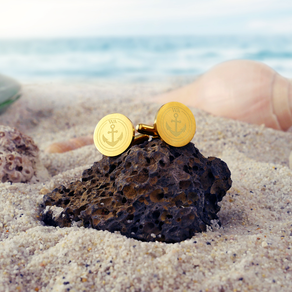 Gravado Manschettenknöpfe - Matt Edelstahl Mit Initialgravur