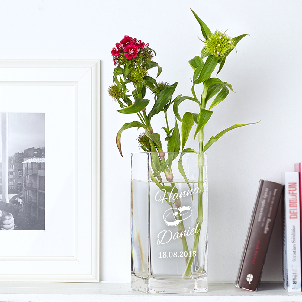 Vase mit Gravur zur Hochzeit