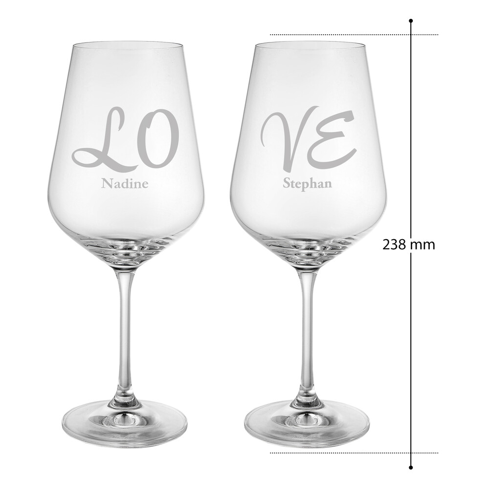 2er Set - Weinglas - LOVE - Personalisiert
