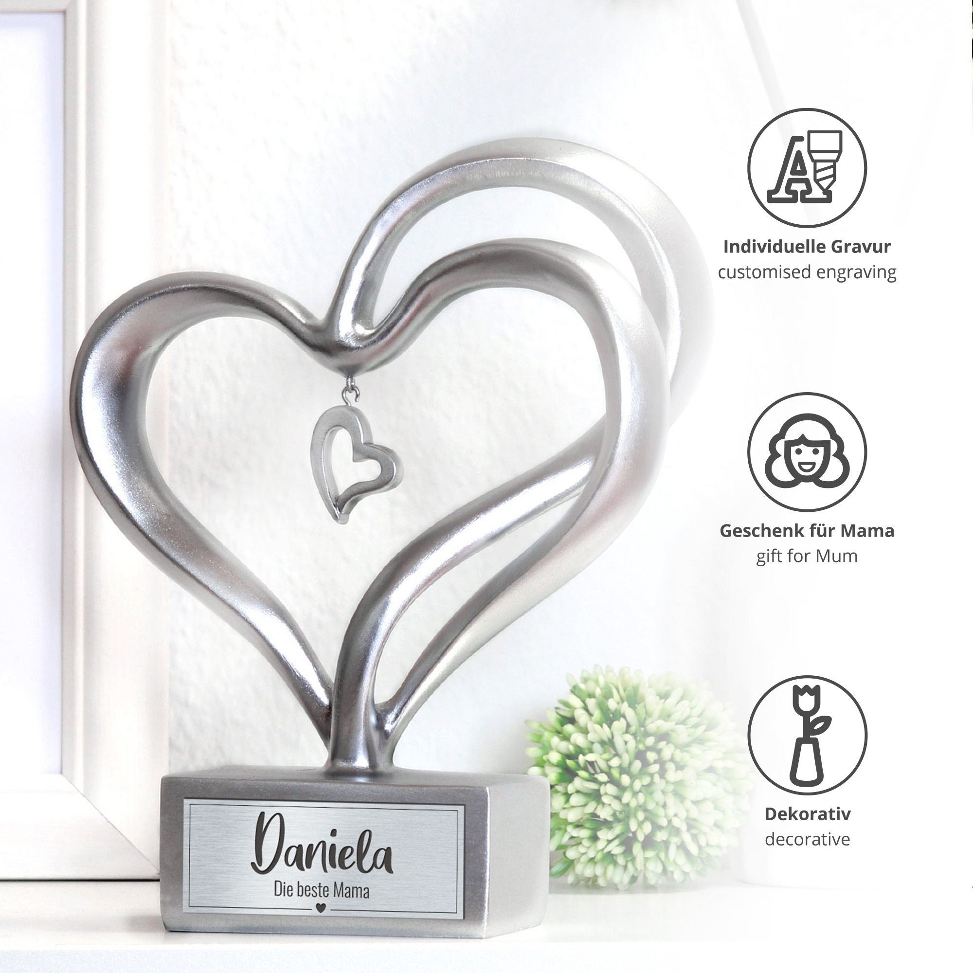 Herz Skulptur - Personalisierte Dekofigur für die Beste Mama