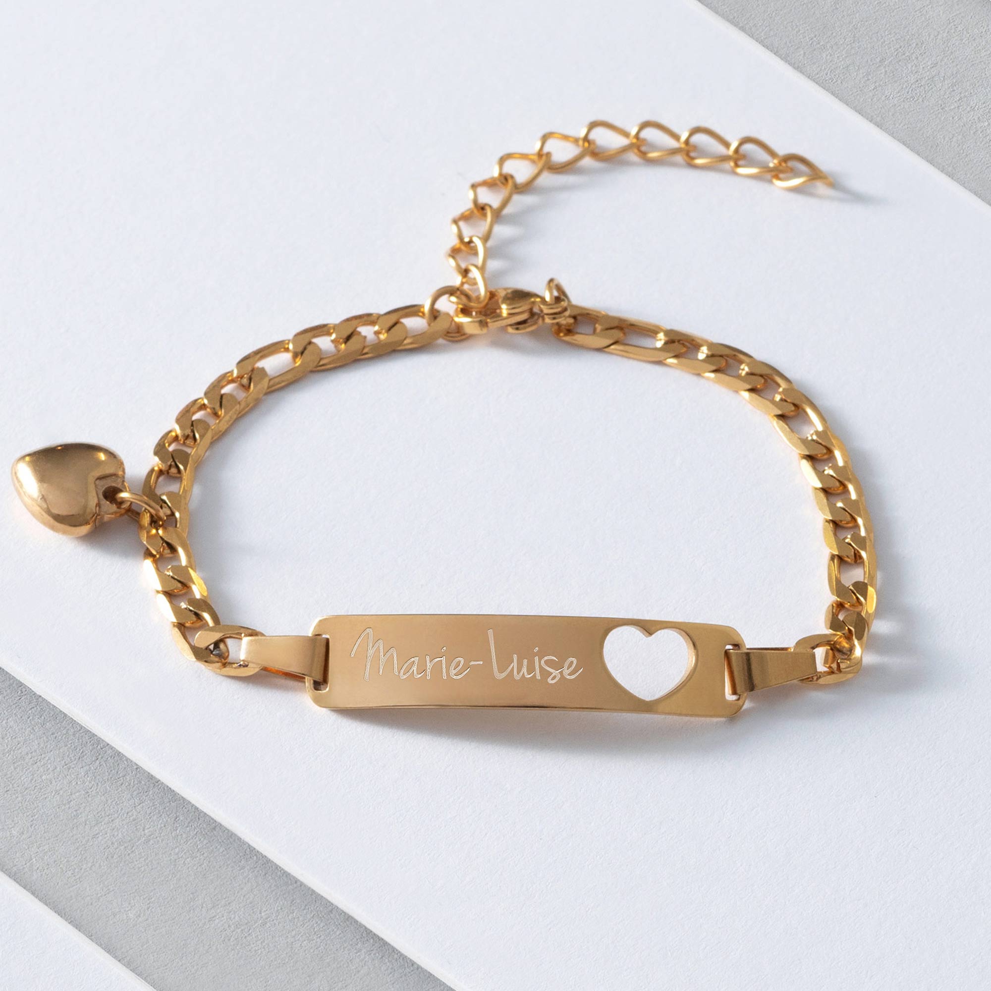 Armband mit Gravur - Name Herz - Gold - Personalisiert